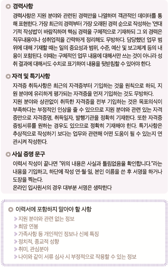 입사지원서 작성 요령